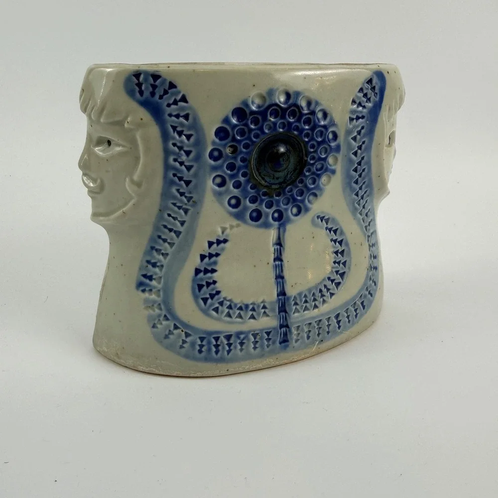 Vintage UCTCI Japan Ceramic Double Face Sunflower Planter Vase MCM Stoneware